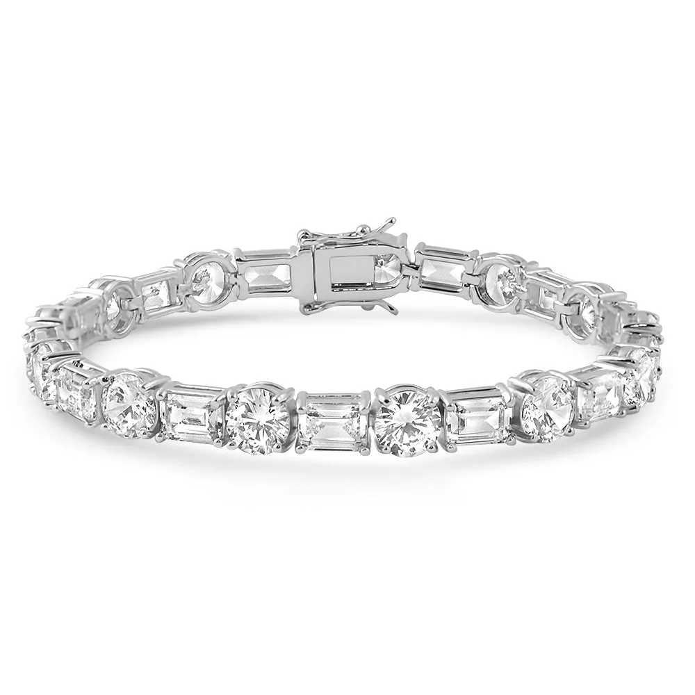 White Gold Emerald Round Cut Tennis Bracelet