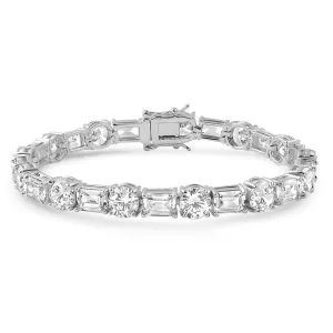 White Gold Emerald Round Cut Tennis Bracelet
