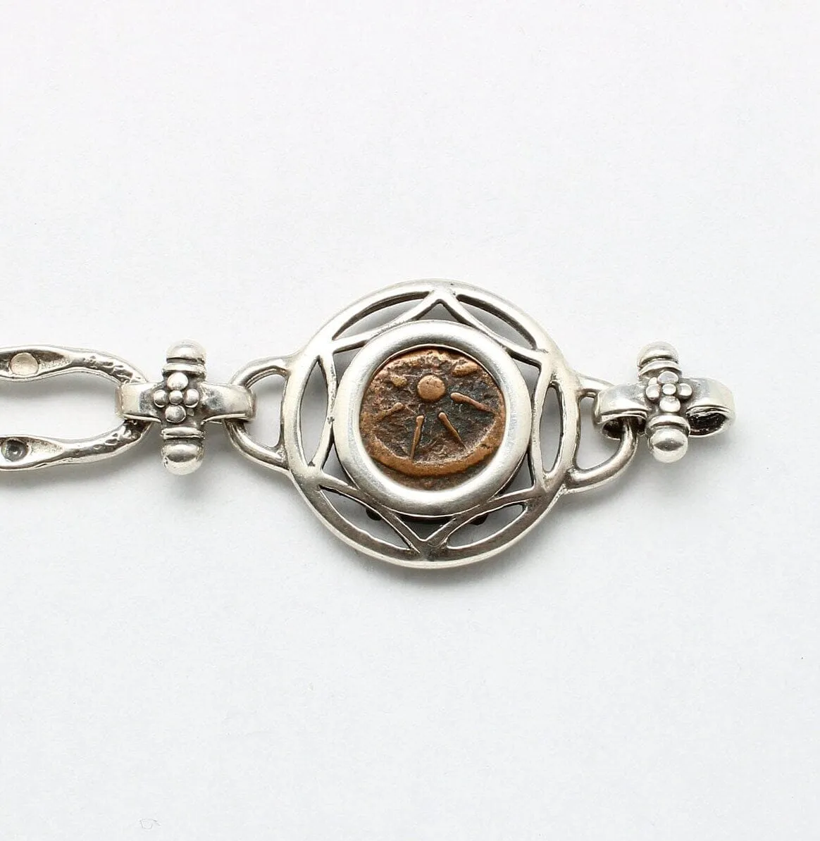 Widows Mite Prutah Coin, Silver Bracelet, 00237