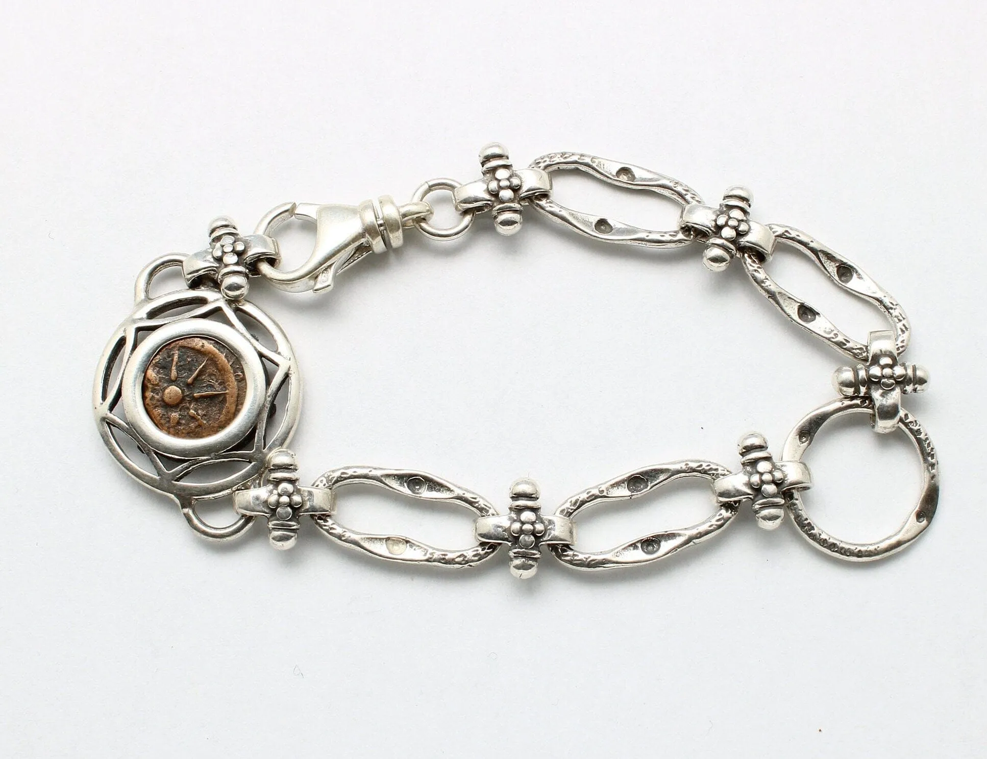 Widows Mite Prutah Coin, Silver Bracelet, 00237