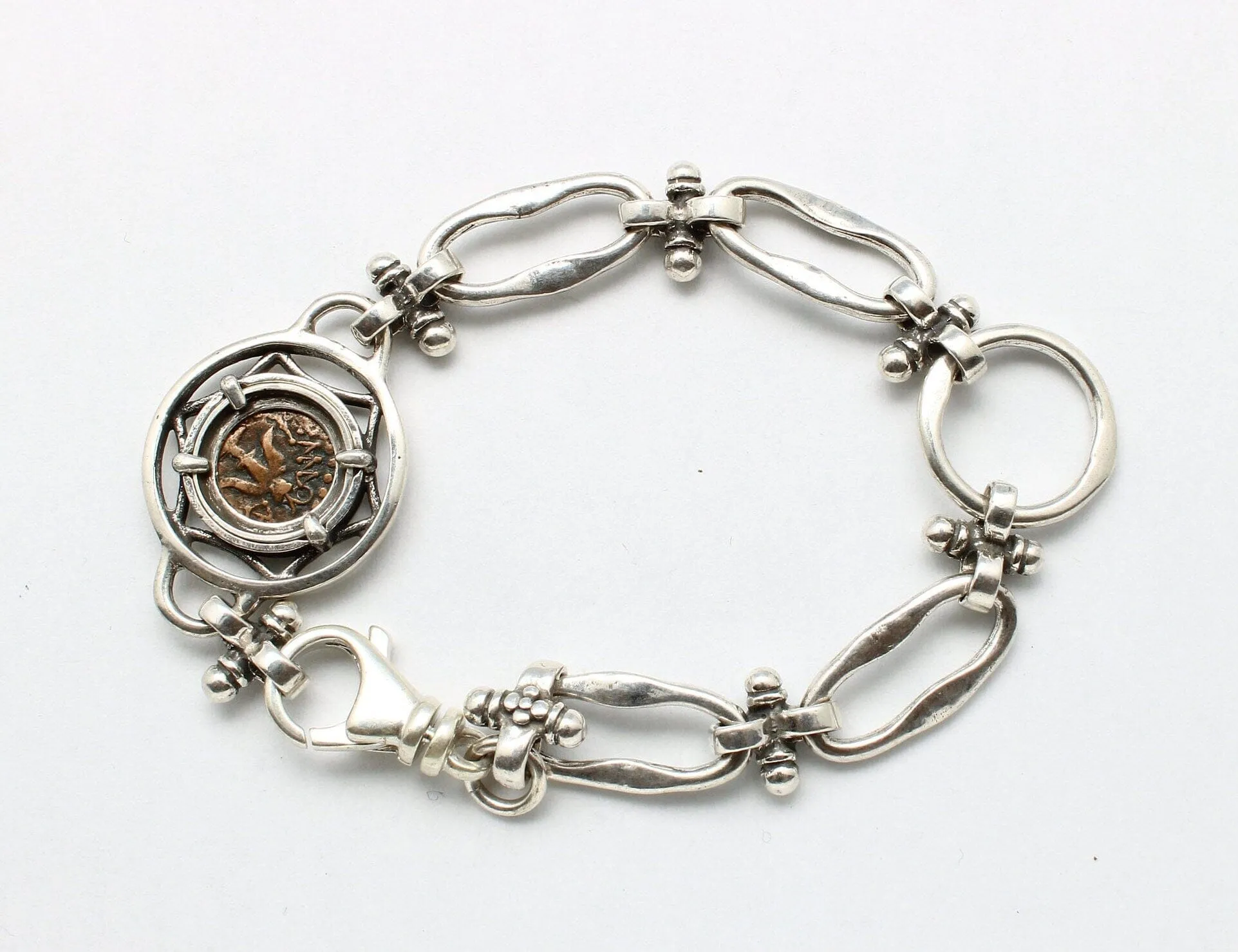 Widows Mite Prutah Coin, Silver Bracelet, 00237