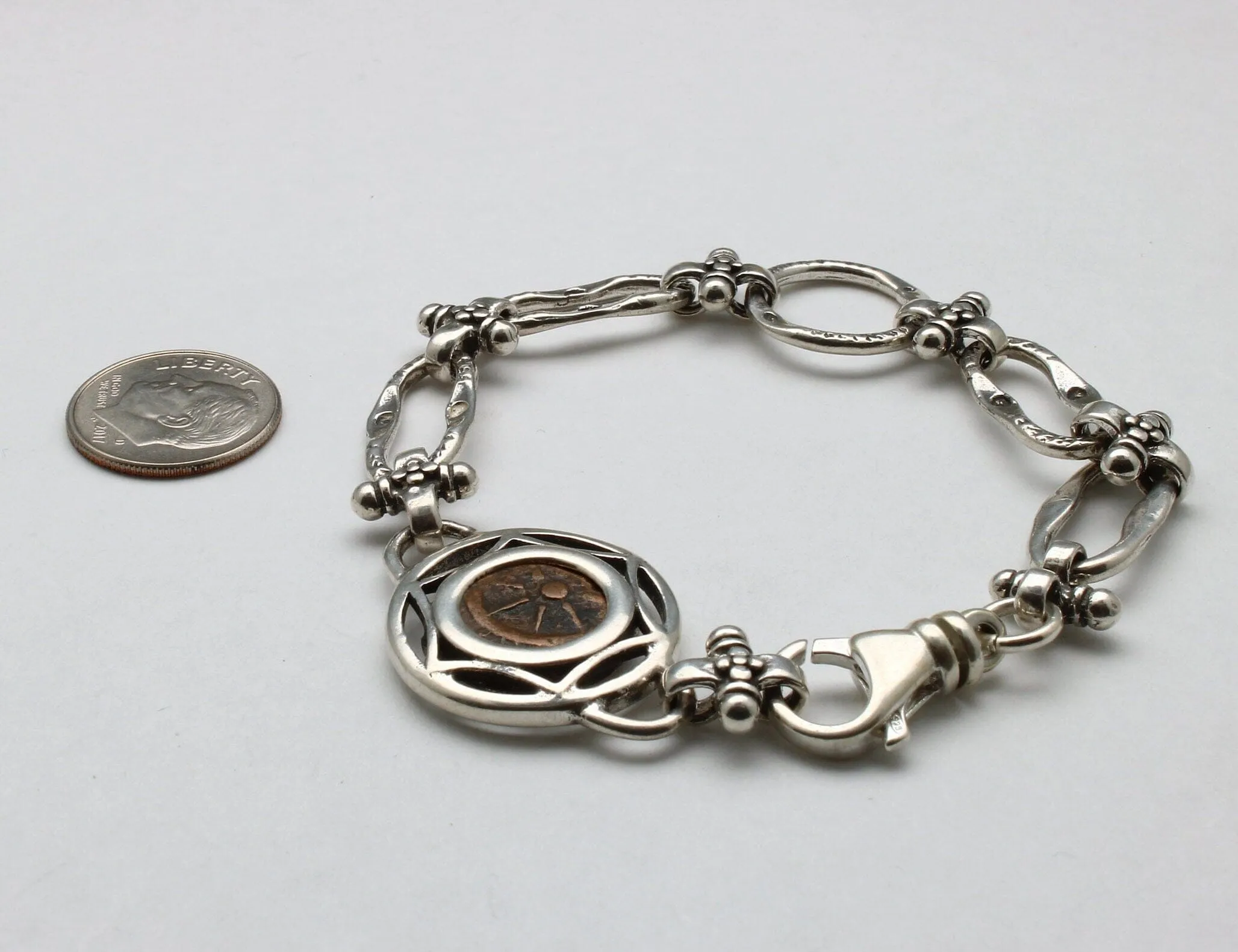 Widows Mite Prutah Coin, Silver Bracelet, 00237