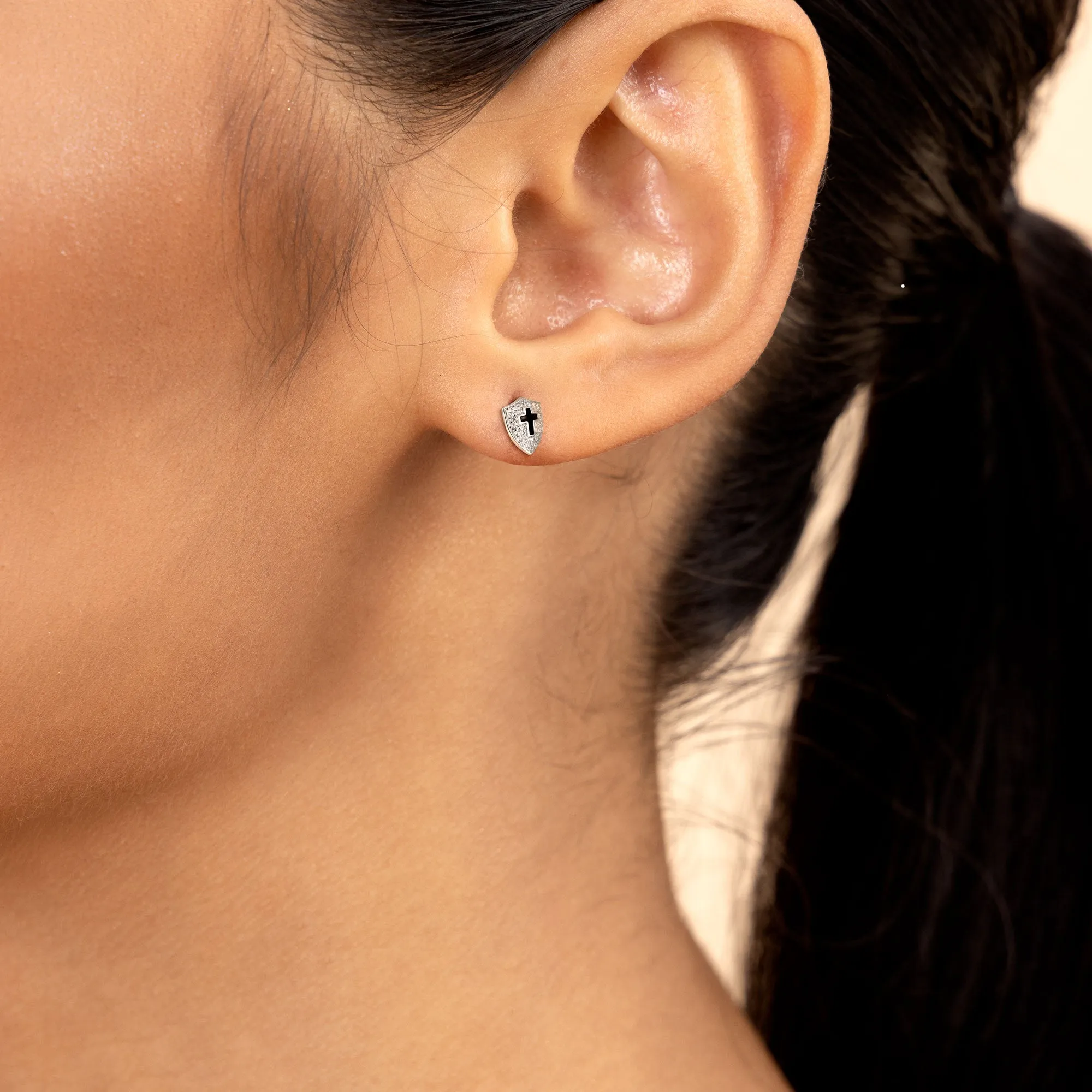 Women's Knight Shield Stud Earring