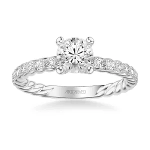 Wren Contemporary Side Stone Rope Diamond Engagement Ring
