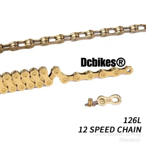 X12 PVD Gold Titanium Coating MTB Road Bike 12 Speed Chain   Missing Link 126L