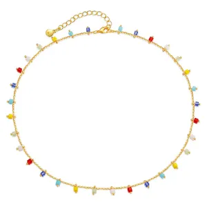 Yellow & Red Crystal & 18K Gold-Plated Necklace