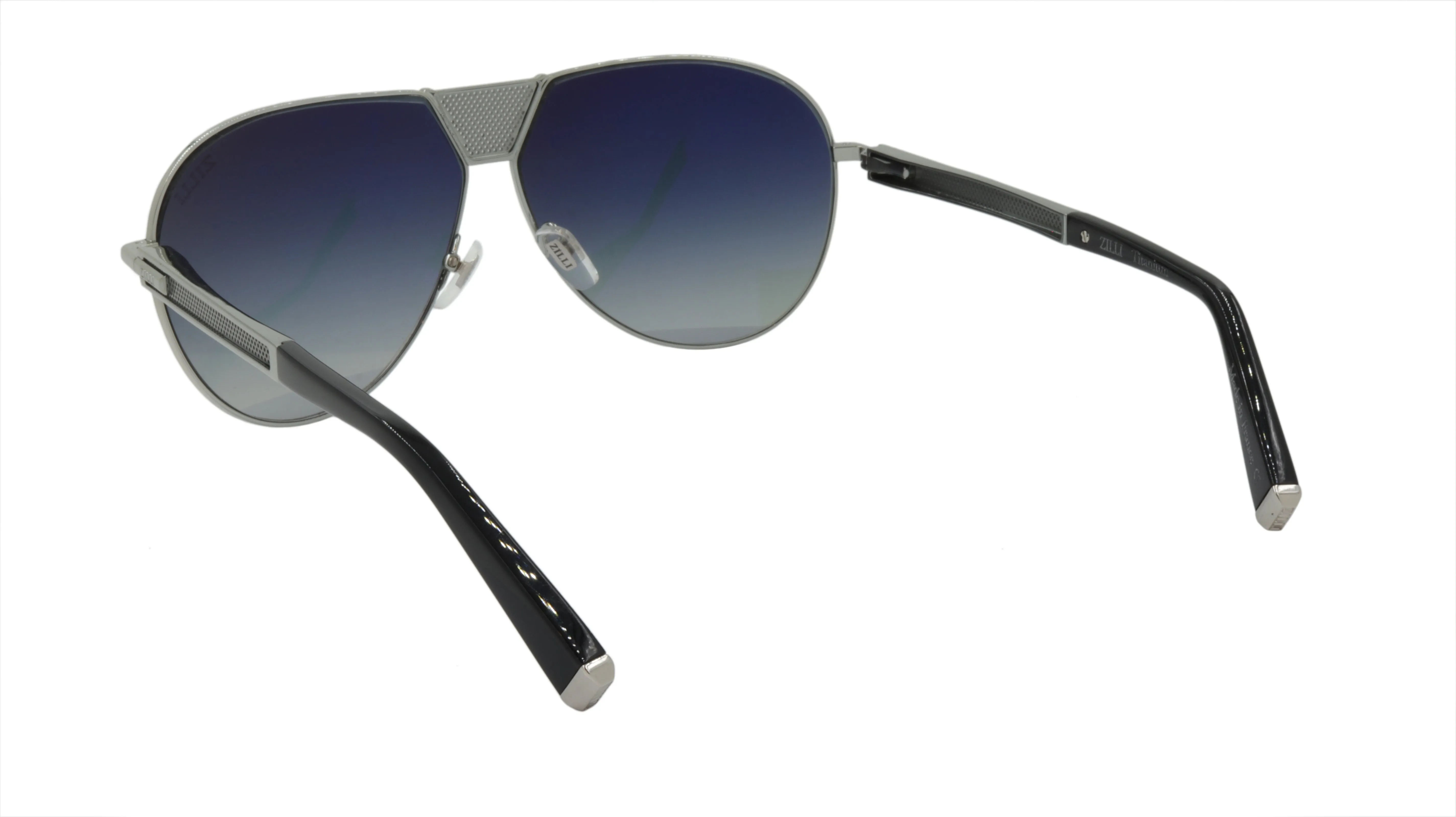 ZILLI Sunglasses Aviator Shaped in Silver and Black Titanium