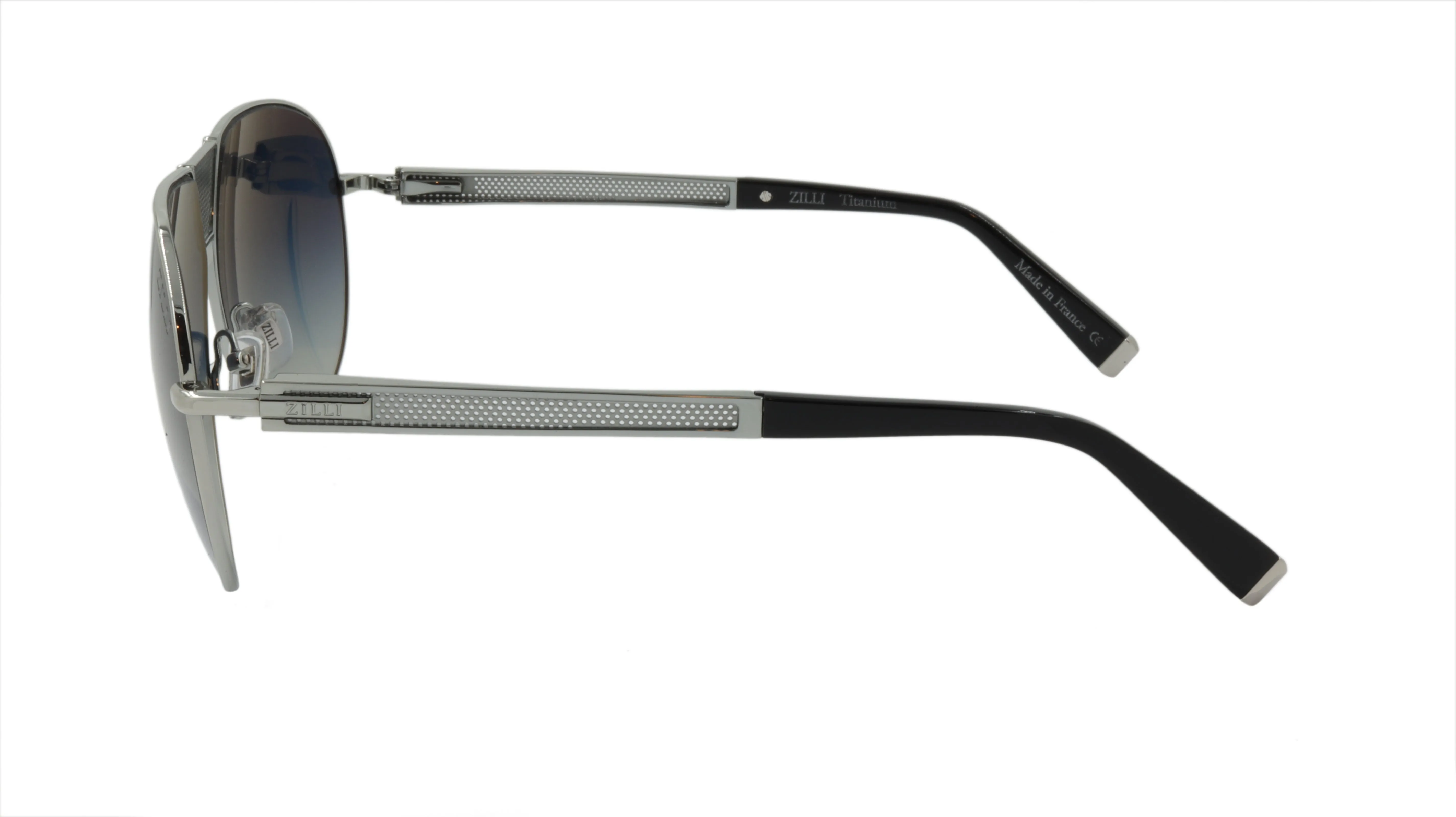 ZILLI Sunglasses Aviator Shaped in Silver and Black Titanium