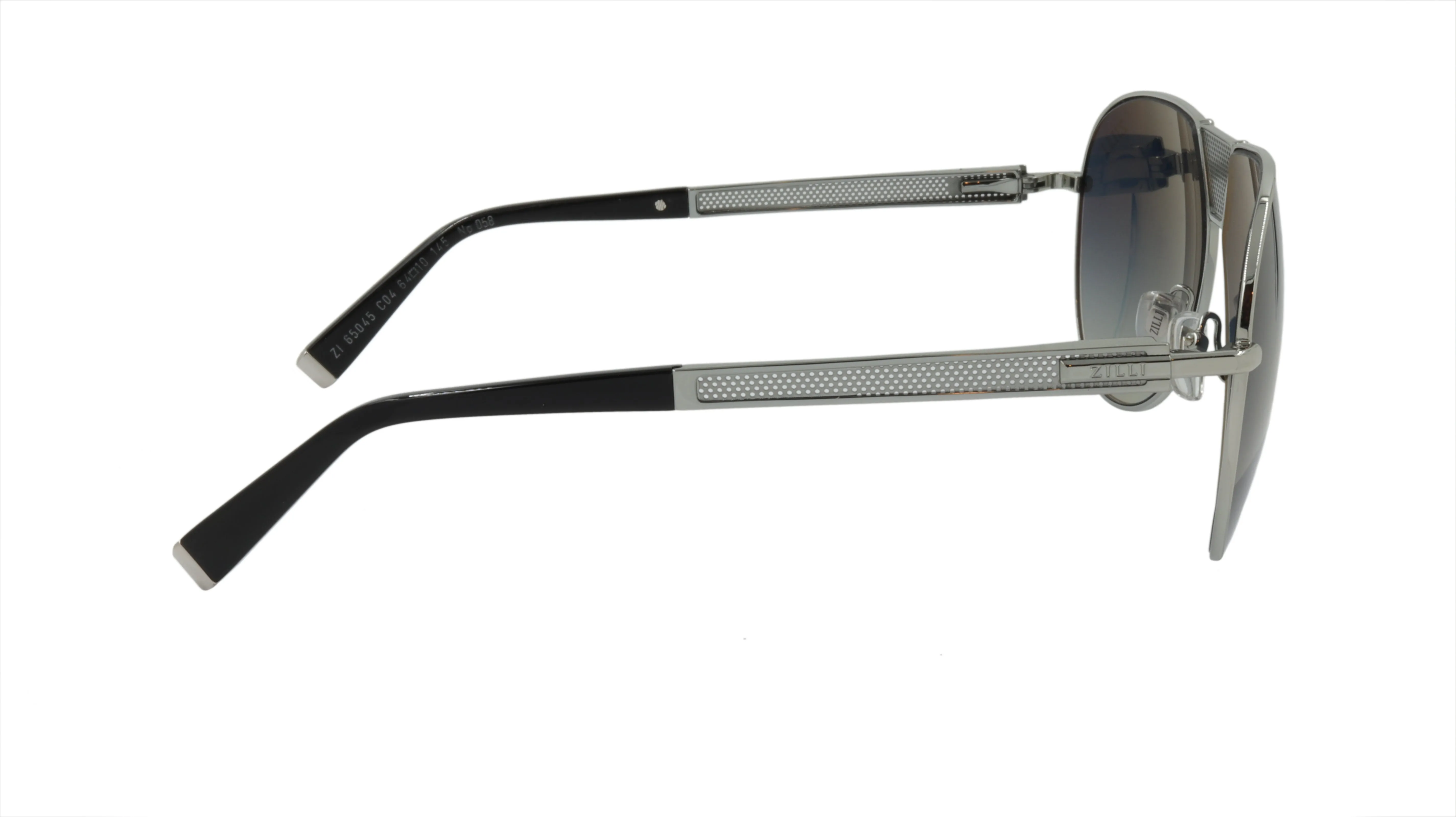 ZILLI Sunglasses Aviator Shaped in Silver and Black Titanium
