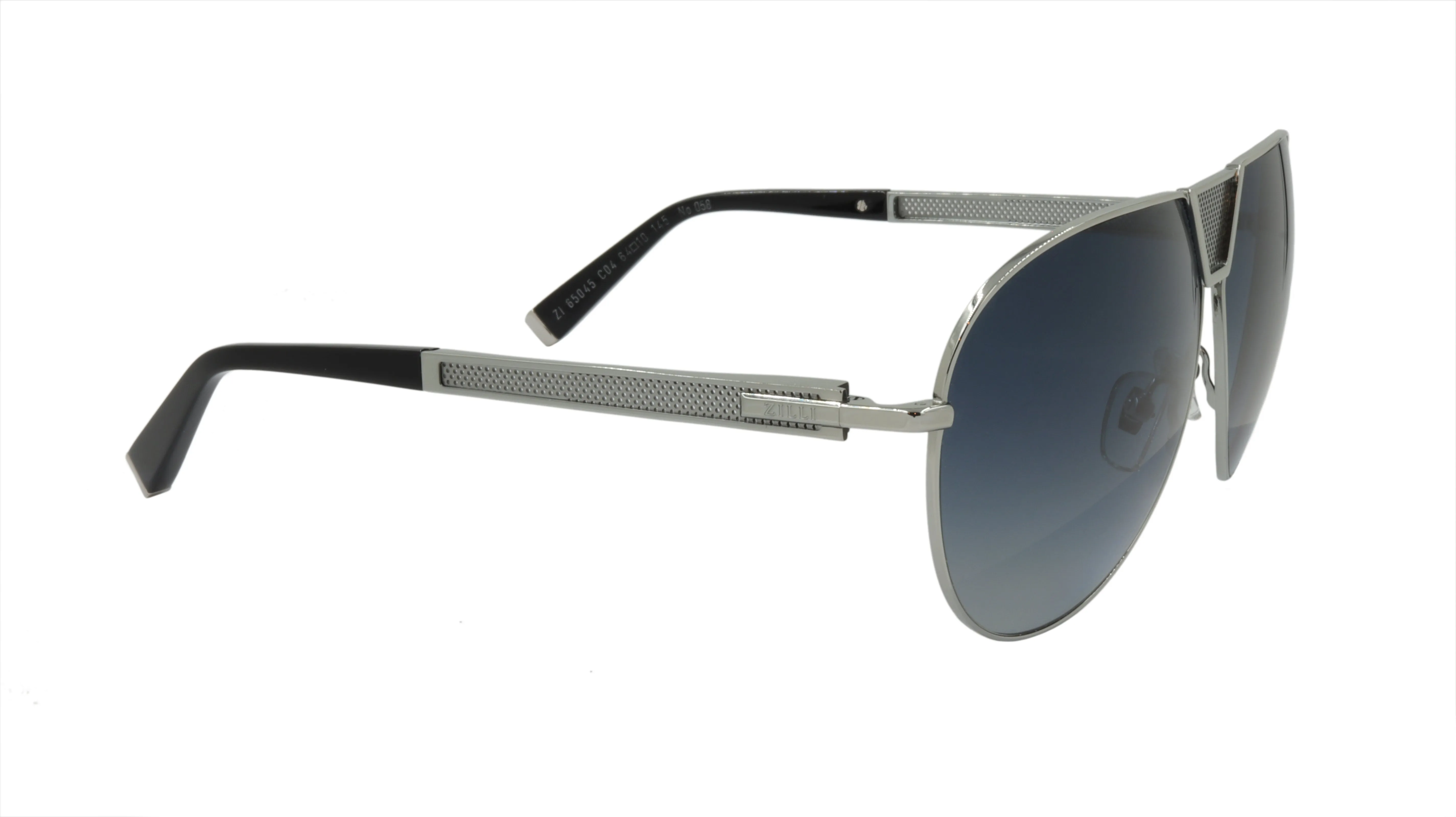 ZILLI Sunglasses Aviator Shaped in Silver and Black Titanium